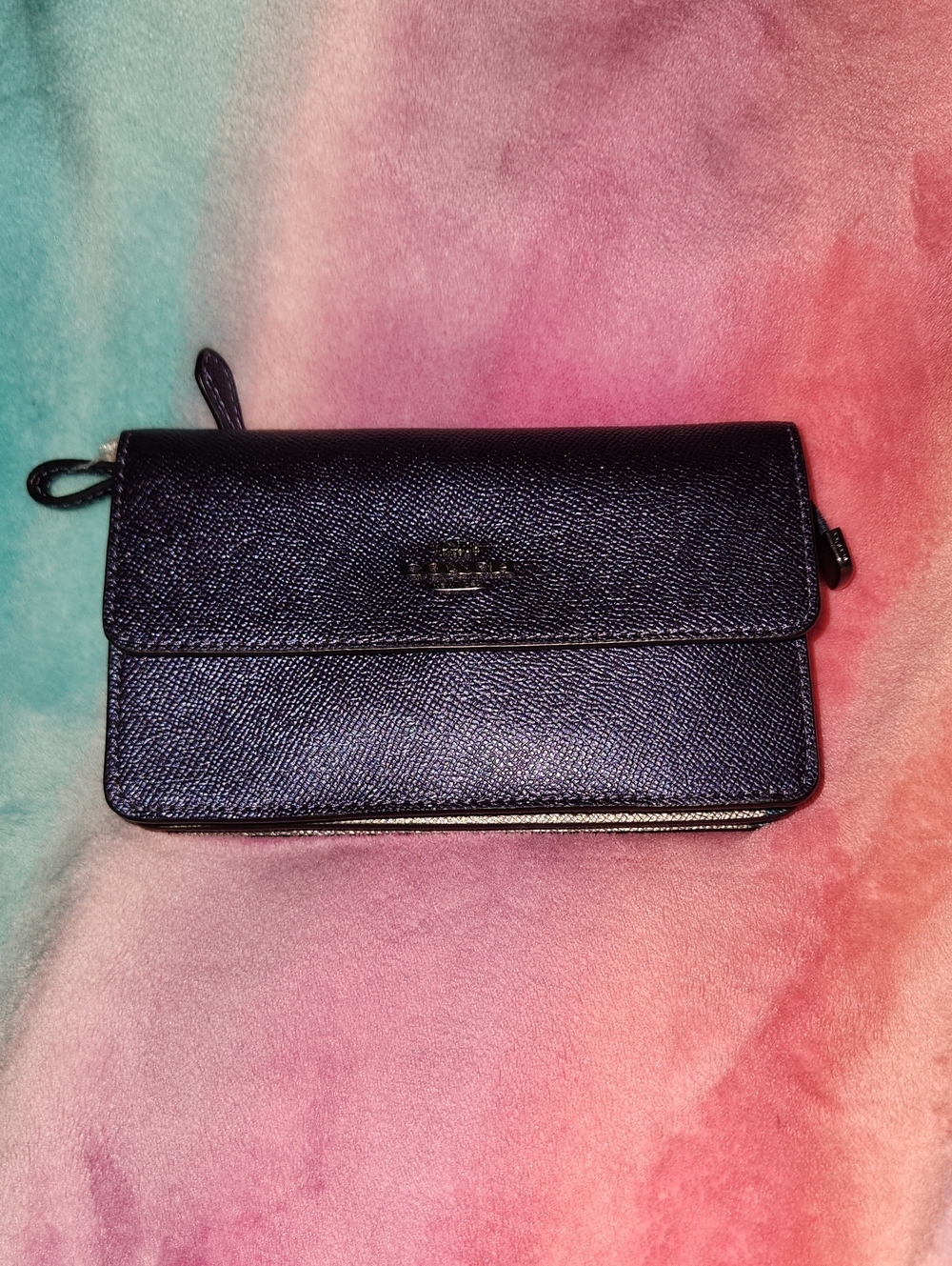 Coach Metallic Foldover Wristlet/clutch/crossbody Like New